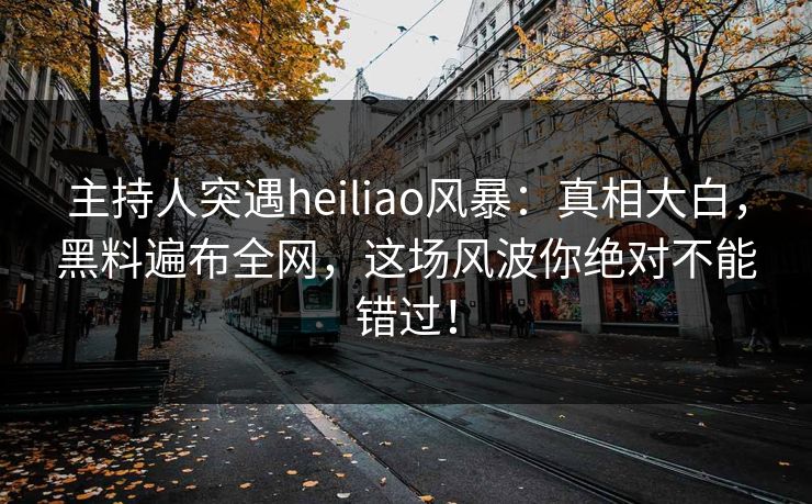 主持人突遇heiliao风暴：真相大白，黑料遍布全网，这场风波你绝对不能错过！