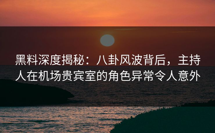 黑料深度揭秘：八卦风波背后，主持人在机场贵宾室的角色异常令人意外